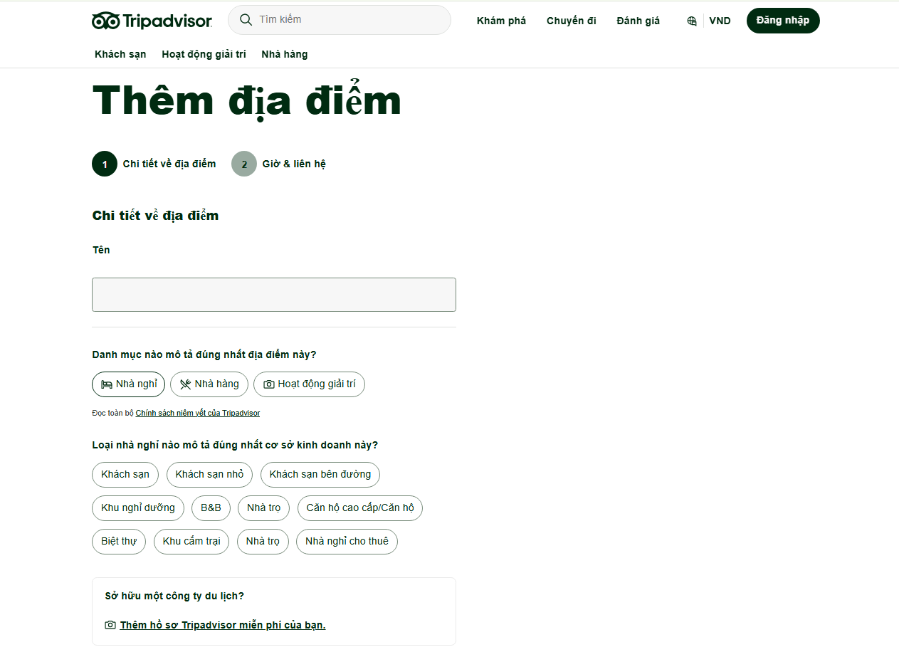 Đăng ký bán phòng và quản lý khách sạn trên Tripadvisor