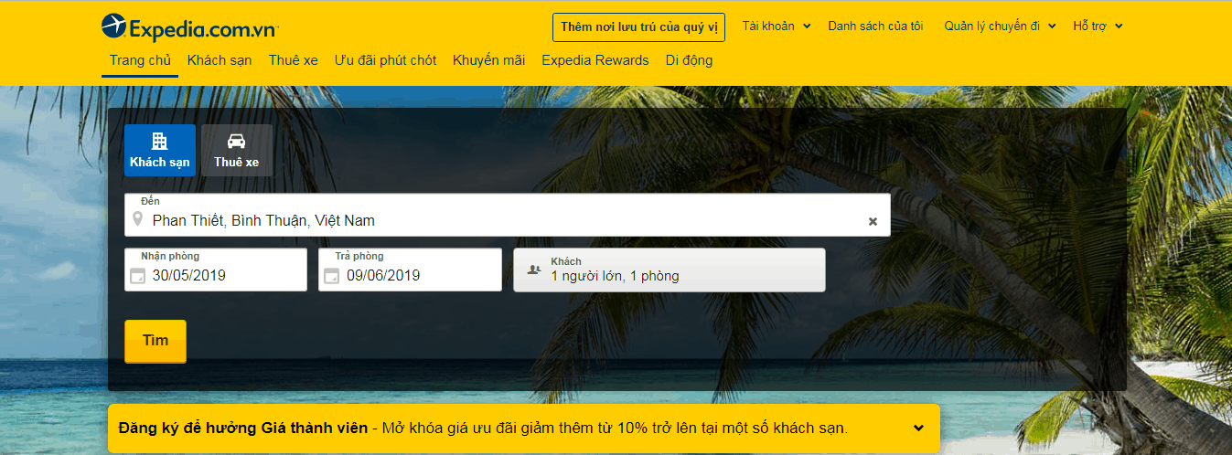 Bước 2: Chọn khách sạn trên expedia