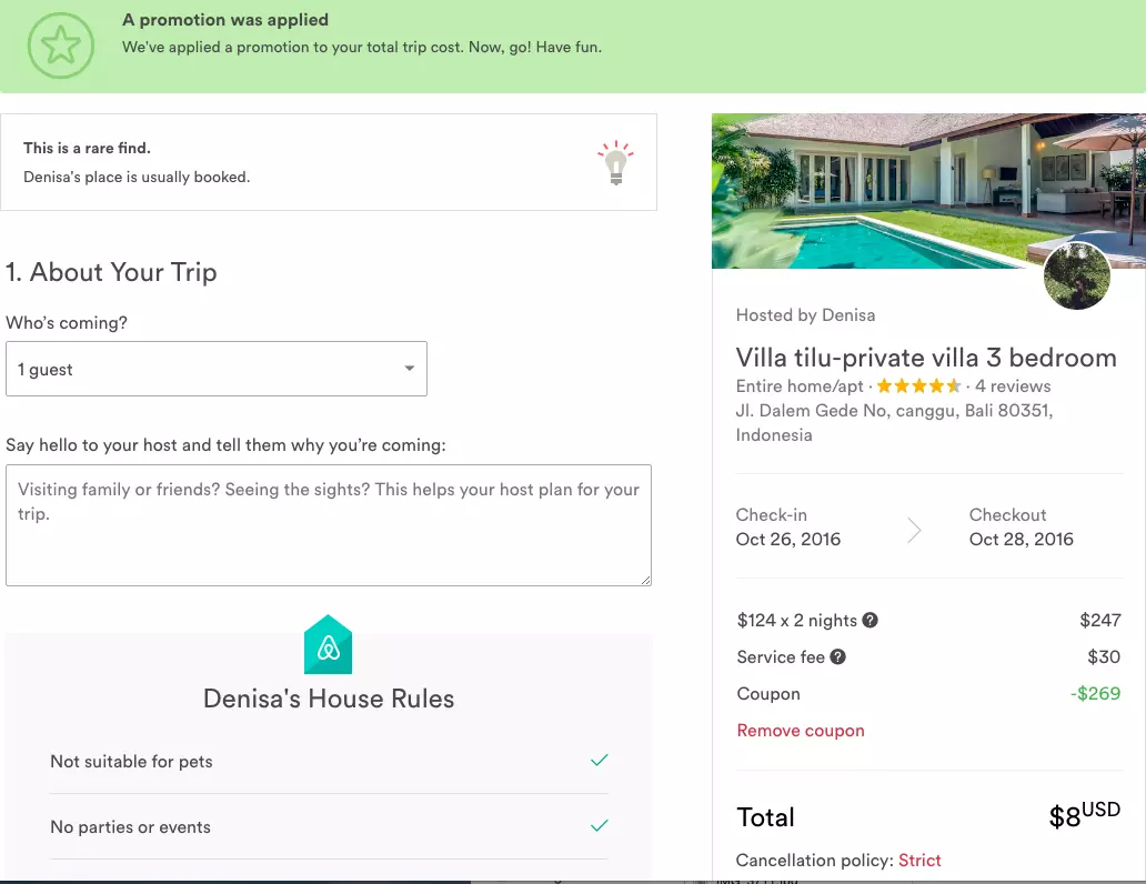 đặt phòng và thanh toán trên airbnb