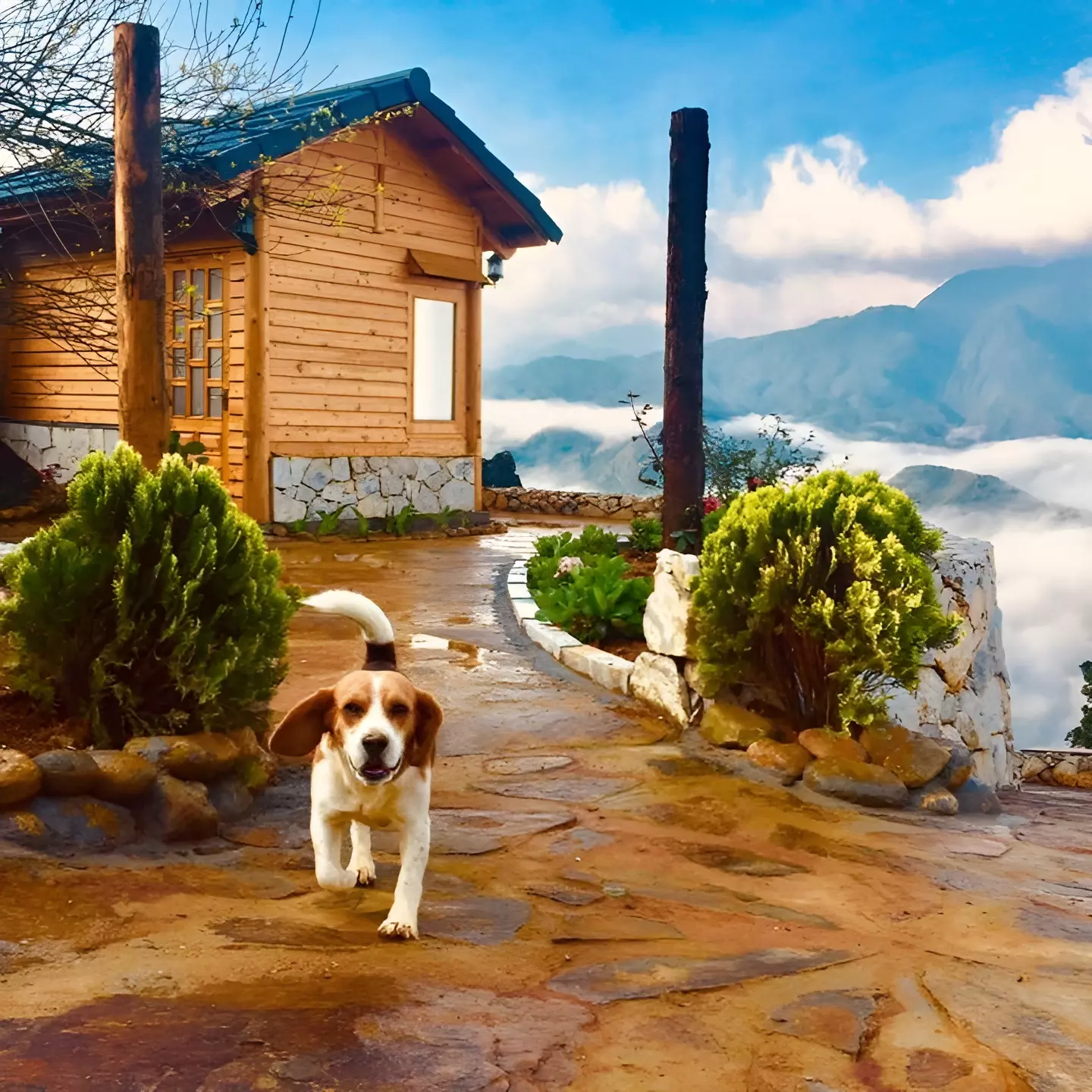 chú chó đang chạy tại rock garden sapa