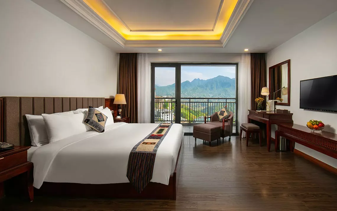 không gian phòng ngủ của bamboo sapa hotel