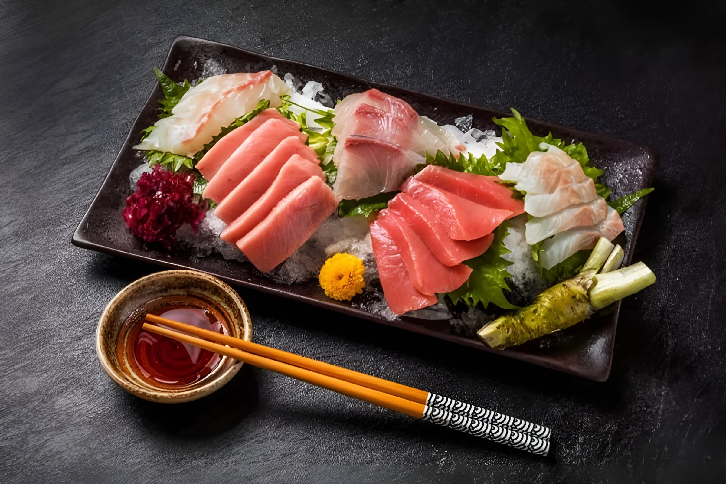 đĩa sashimi cá tươi ngon