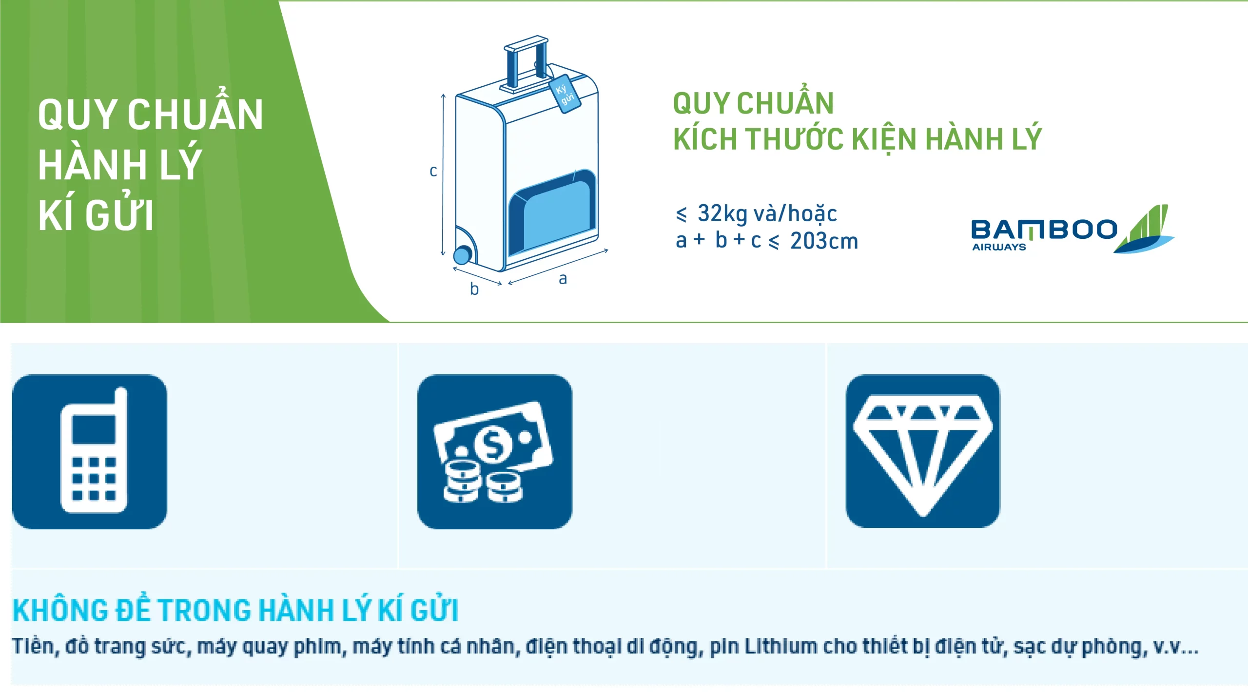 quy định ký gửi hành lý tại bamboo airways