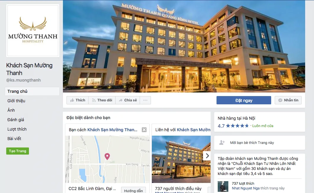 thiết lập trang facebook cho khách sạn