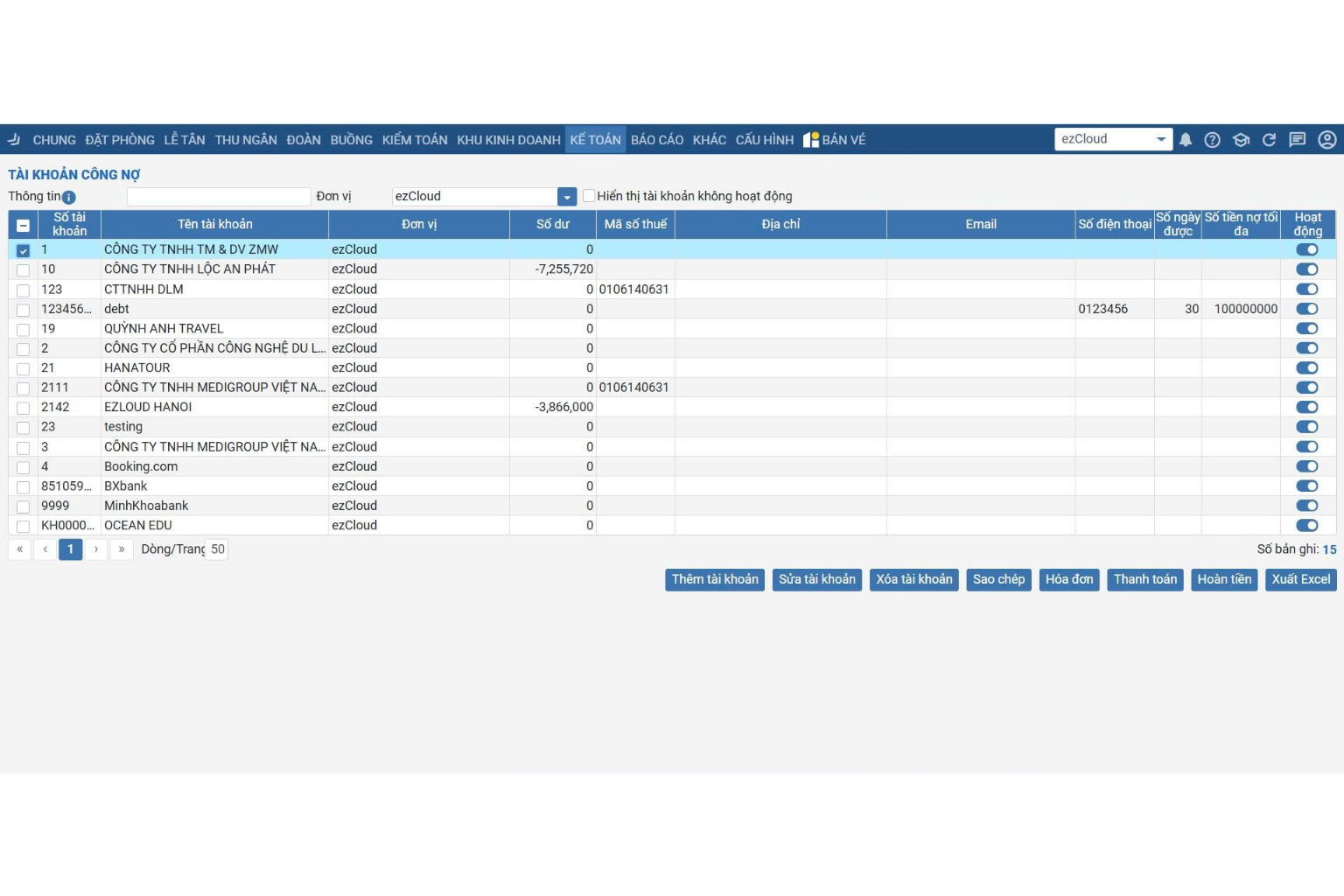 Với ezFolio, định hướng rõ hơn ở cấp quản trị: thu ngân và công nợ nằm trong cùng nền tảng với báo cáo, night audit, truy vết thao tác, dữ liệu phân phối và doanh thu, tạo nên một hệ thống vận hành tập trung cho khách sạn 3–5 sao.