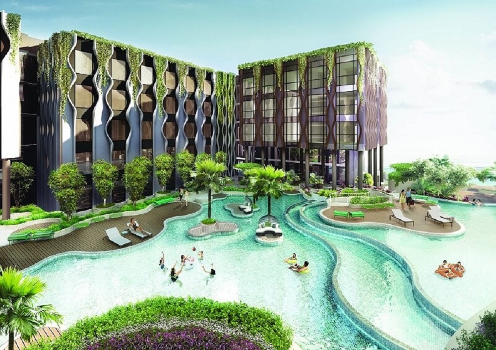 Mẫu khách sạn 3 sao xanh, nhiều cây