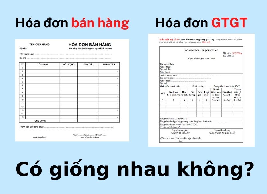 Hóa đơn bán hàng khác gì hóa đơn GTGT?